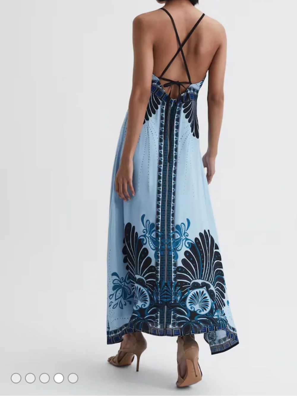 Reiss Emerson Printed V-Neck Maxi Dress in Blue - Picture 3 of 7